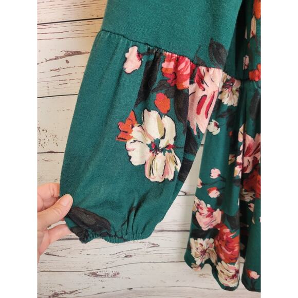 Maurices Boho Mini Dress Green Floral V-Neck Tie Waist Babydoll Women's Size XL - Picture 8 of 12